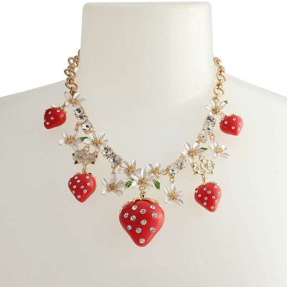 Betsey Johnson Jewelry - Betsey Johnson Strawberry and Flower Statement Necklace
